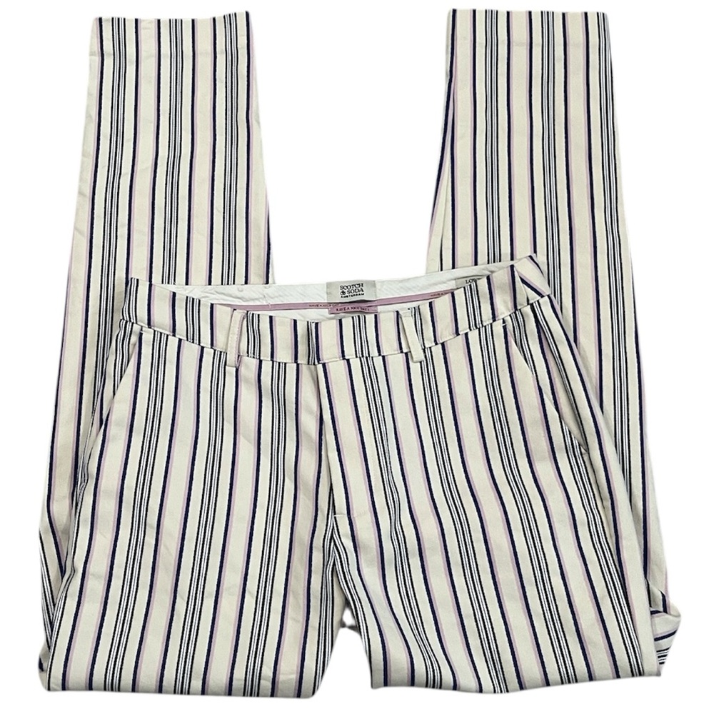 Scotch & Soda Lowry Stripe Tapered Trouser‎ Pants Stretch Cotton Womens 27 / 32